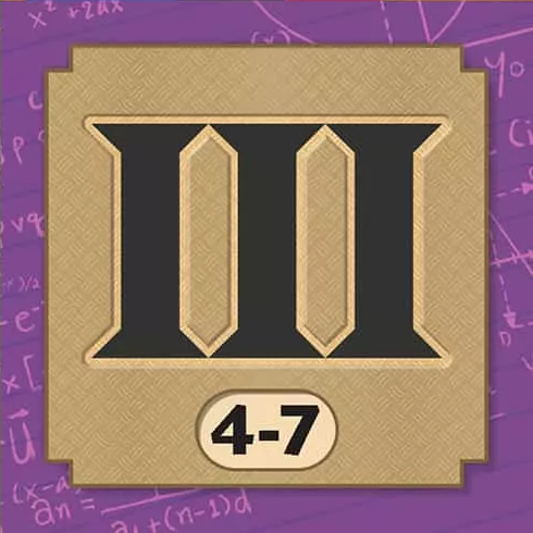 レベル3を示すタイル。ローマ数字の「III」とコスト「4-7」が書かれている